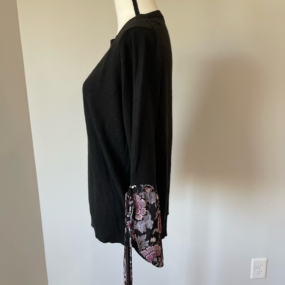 Loft size L black with sheer floral tie sleeve parts modest business going out - Picture 9 of 12